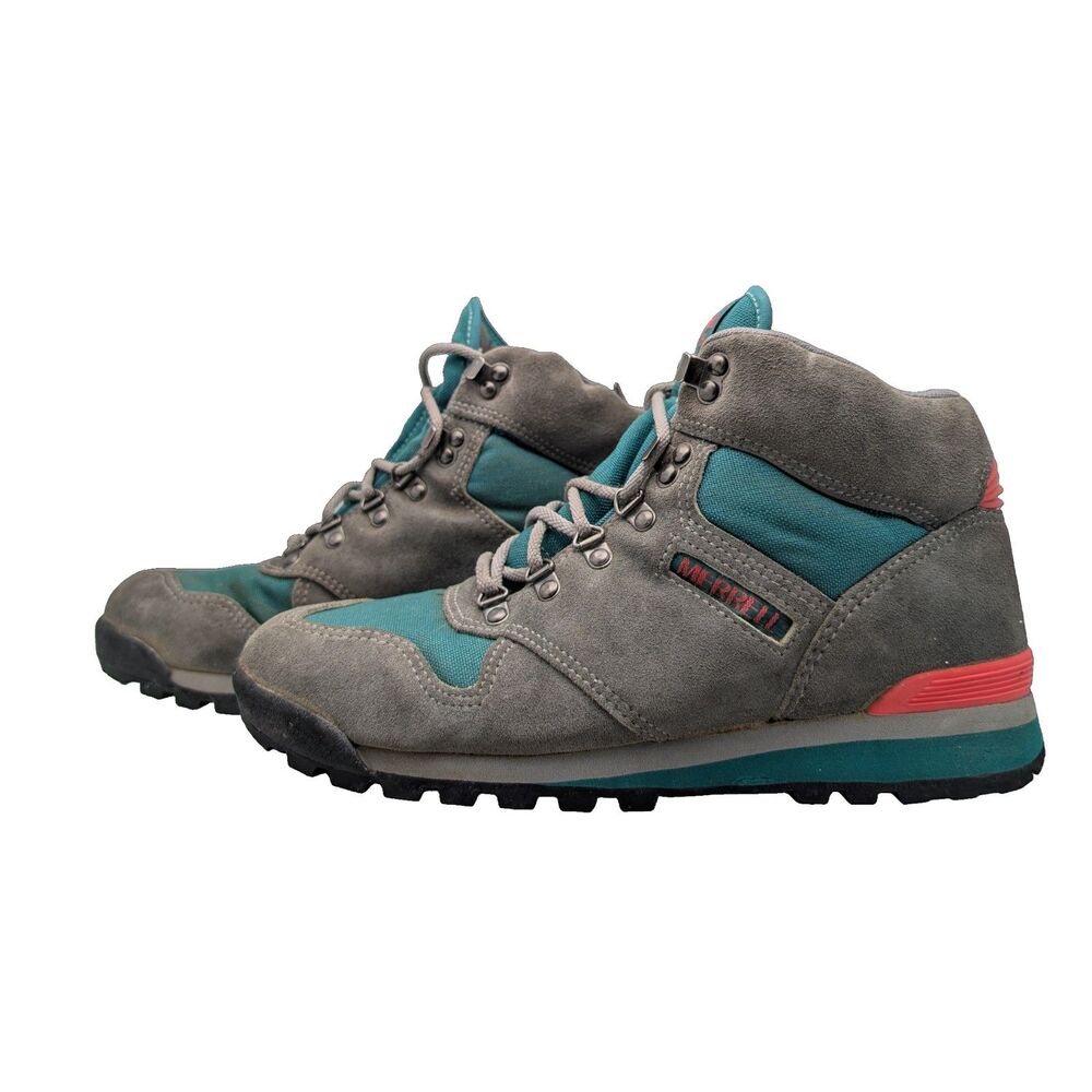 Merrell Lazer Vintage Hiking Boots Gray Teal Size Womens 9.5
